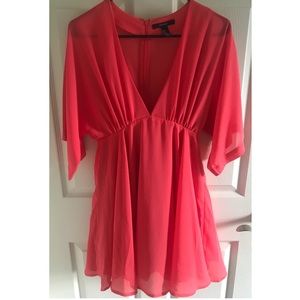 Forever 21 Flutter Sleeve Deep V Neck Dress